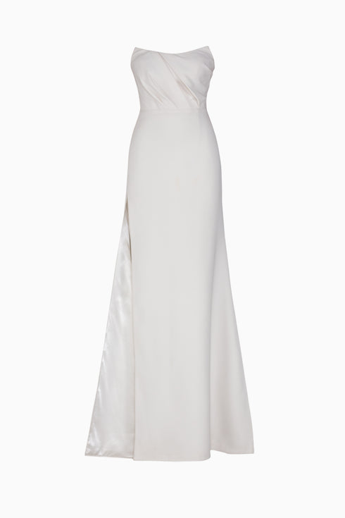 Slit Detailed Strapless Dress
